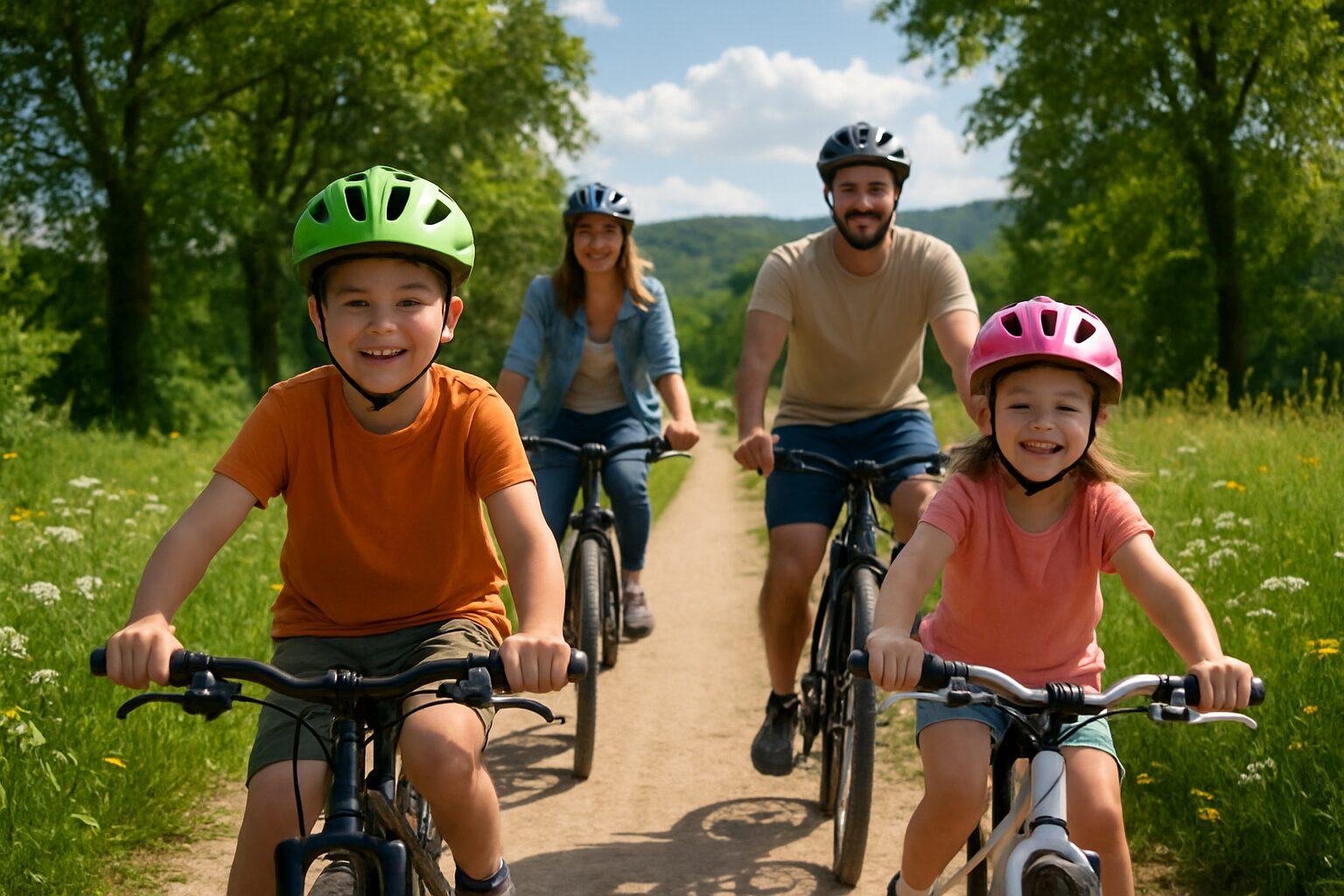 découvrez nos circuits de vacances vertes en vélo spécialement conçus pour les familles avec enfants, alliant aventure, nature et moments conviviaux.